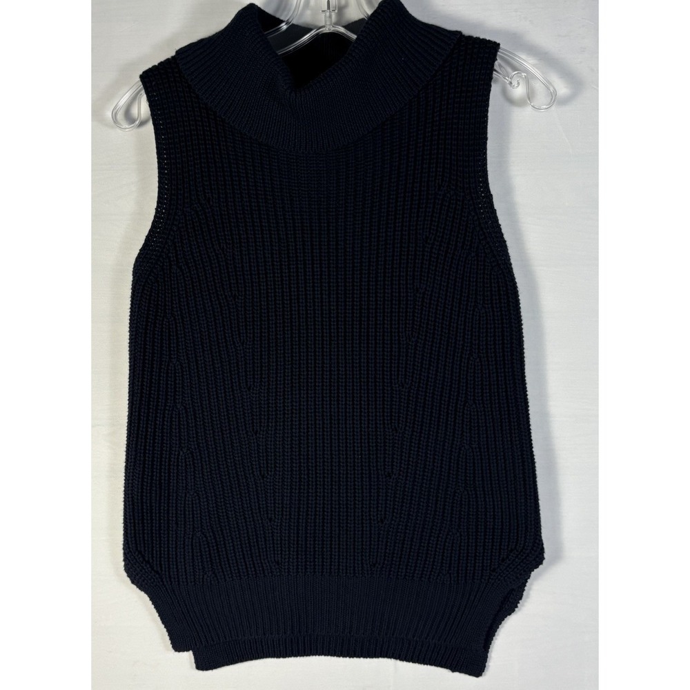 Workshop womens sweater‎ blue turtle neck sleeveless XS